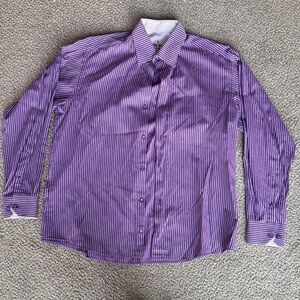 Elegant Purple Striped Men's Dress Shirt